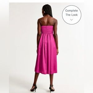 Abercrombie Emerson Ruched Strapless Midi Dress, in pink, size M